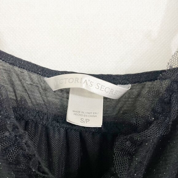 Vintage Victorias Secret Black Sparkle Tiered Babydoll Lingerie Mini Dress SMALL - Picture 5 of 8